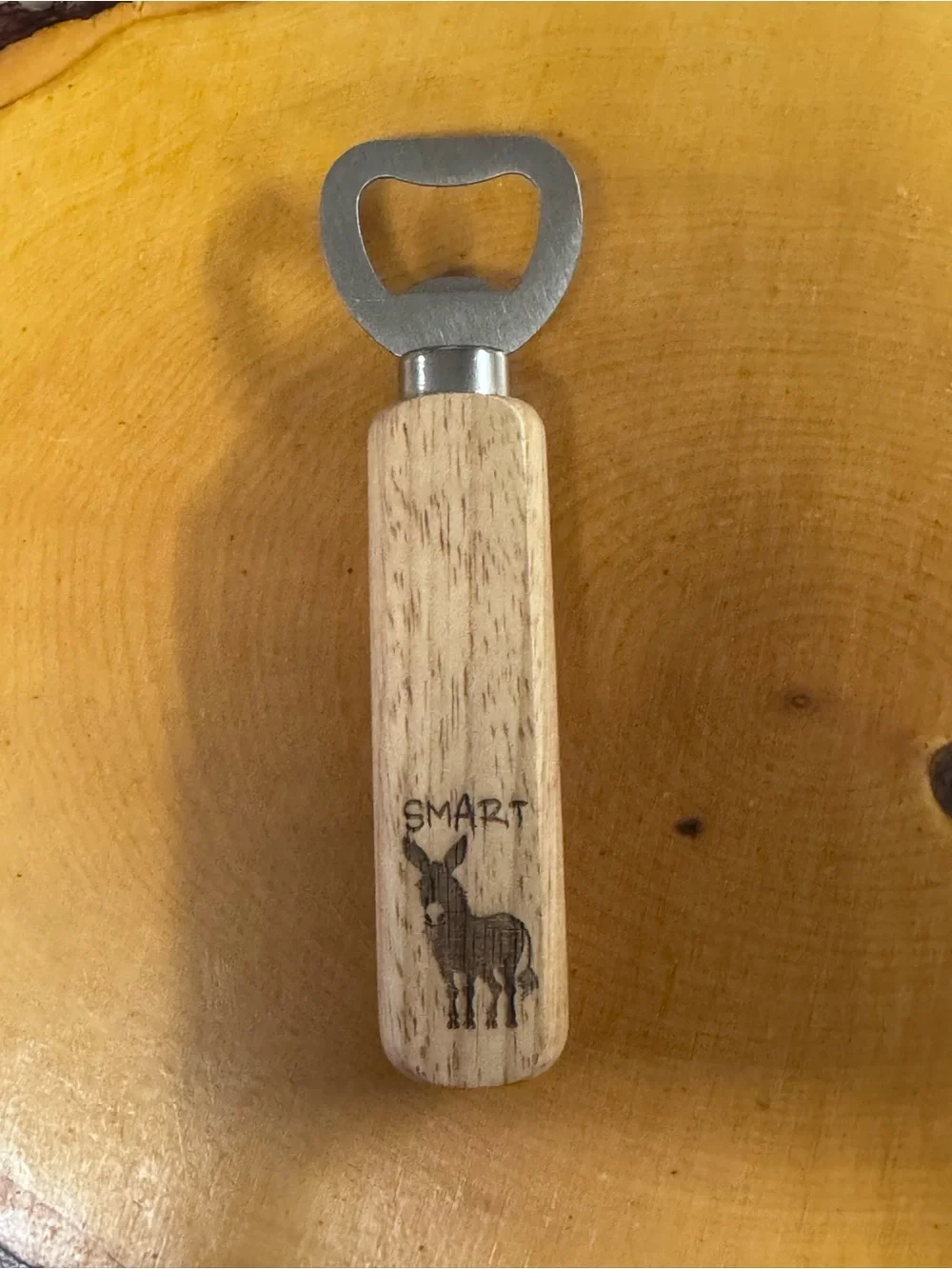Smart Donkey Wooden Handle Bottle Opener Rustic Bar Tool